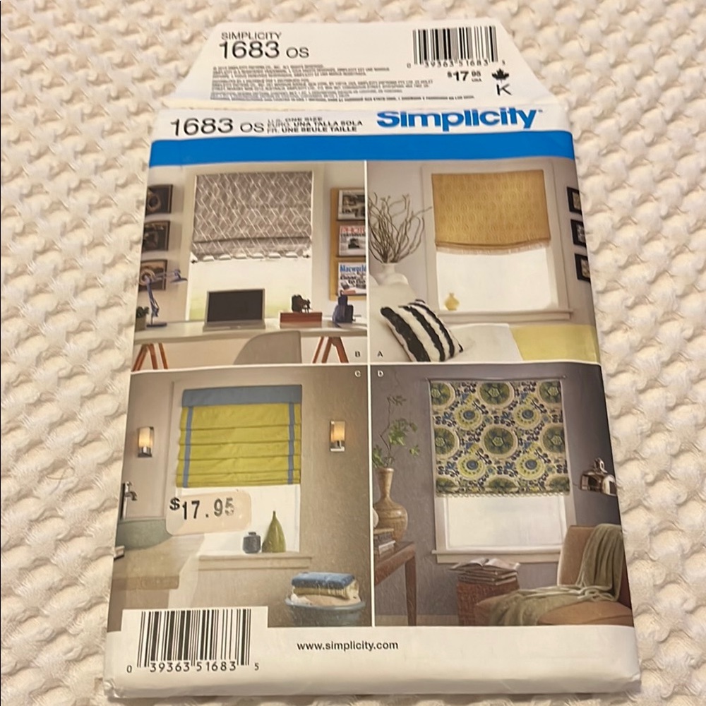 Simplicity Roman Shade Pattern - Blue, Green, Yellow Designs